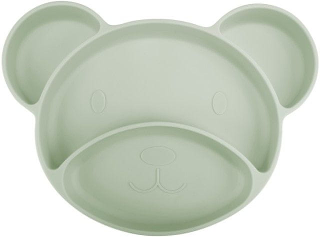 Canpol babies Silikonový dělený talíř s přísavkou Medvídek zelený